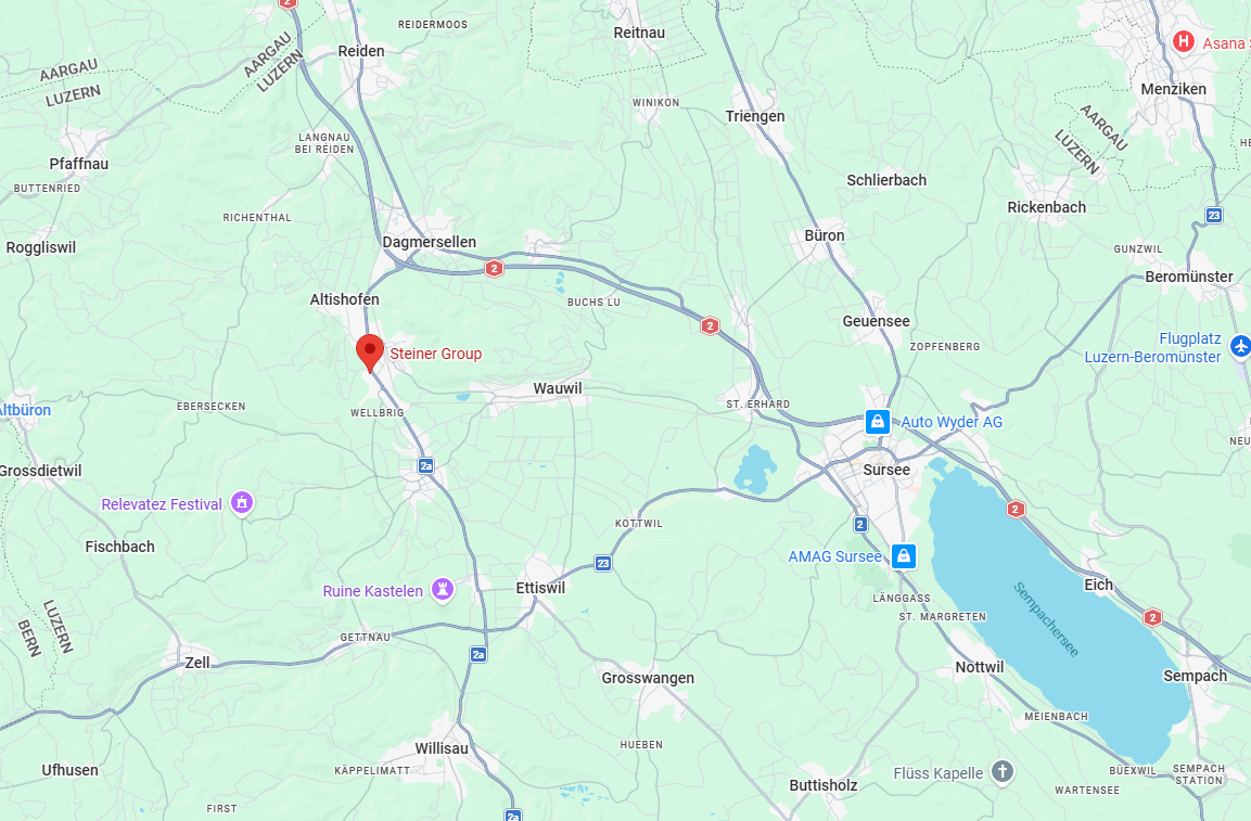 Karte Marktgebiet BYD Sursee-Wiggertal mit Standort Nebikon